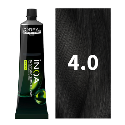 L'Oreal Professionnel Paris iNOA – 4.0 (Deep Natural Brown) Ammonia-Free Hair Color, 60g