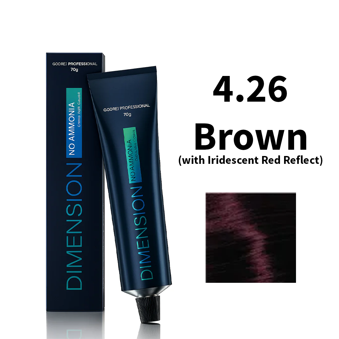 Godrej Professional Dimension No Ammonia Cream Hair Colour Red, Mahogany Iridescent Reflects 4.26 - Brown (with Iridescent Red Reflect) 70g