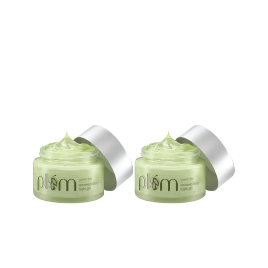 Plum Green Tea Renewed Clarity Night Gel Cream for Oily Skin | Fights Acne| Overnight Hydration |Lightweight & Non-Greasy, 50ml x 2