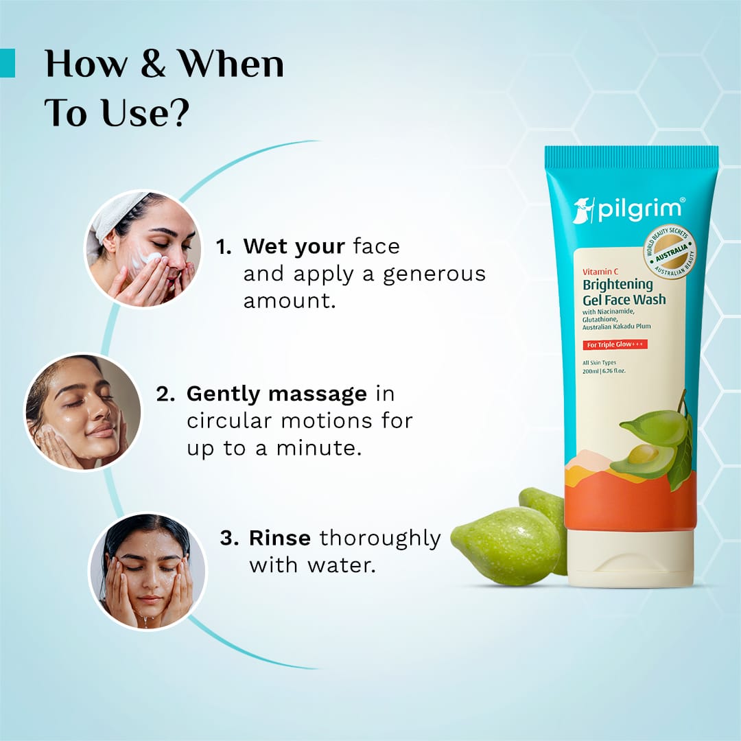 Pilgrim Vitamin C Brightening Gel Face Wash - Pack of 2, 100ml - Image 5 - Buy from Indicrest