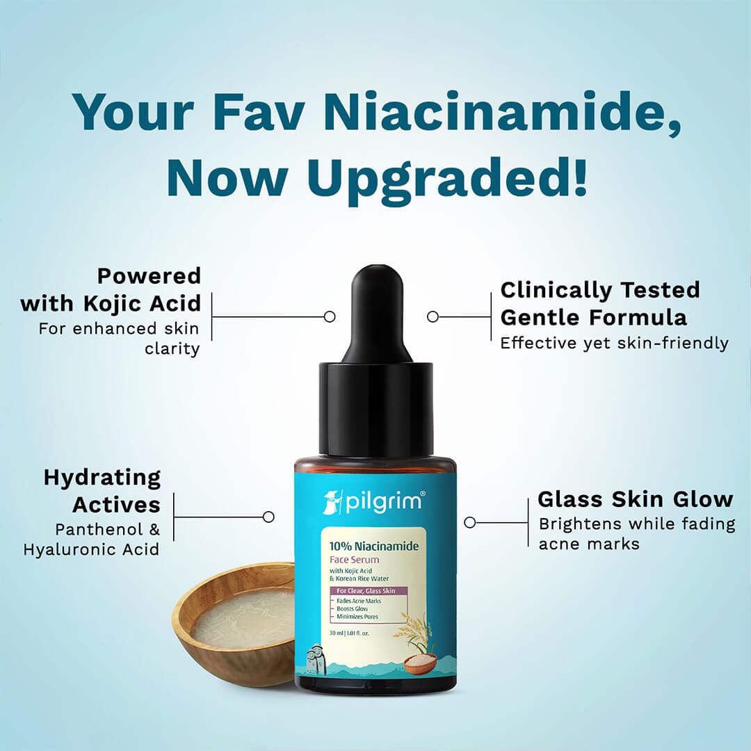 Pilgrim 10% Niacinamide Face Serum With Kojic Acid & Korean Rice Water, 30ml - Image 4 - Buy from Indicrest