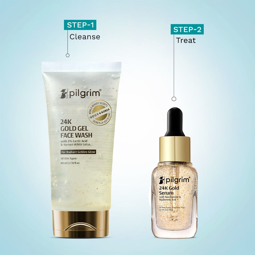 Pilgrim The 24k Gold Glow Combo, Serum 20ml + Face Wash 80ml - Image 6 - Buy from Indicrest