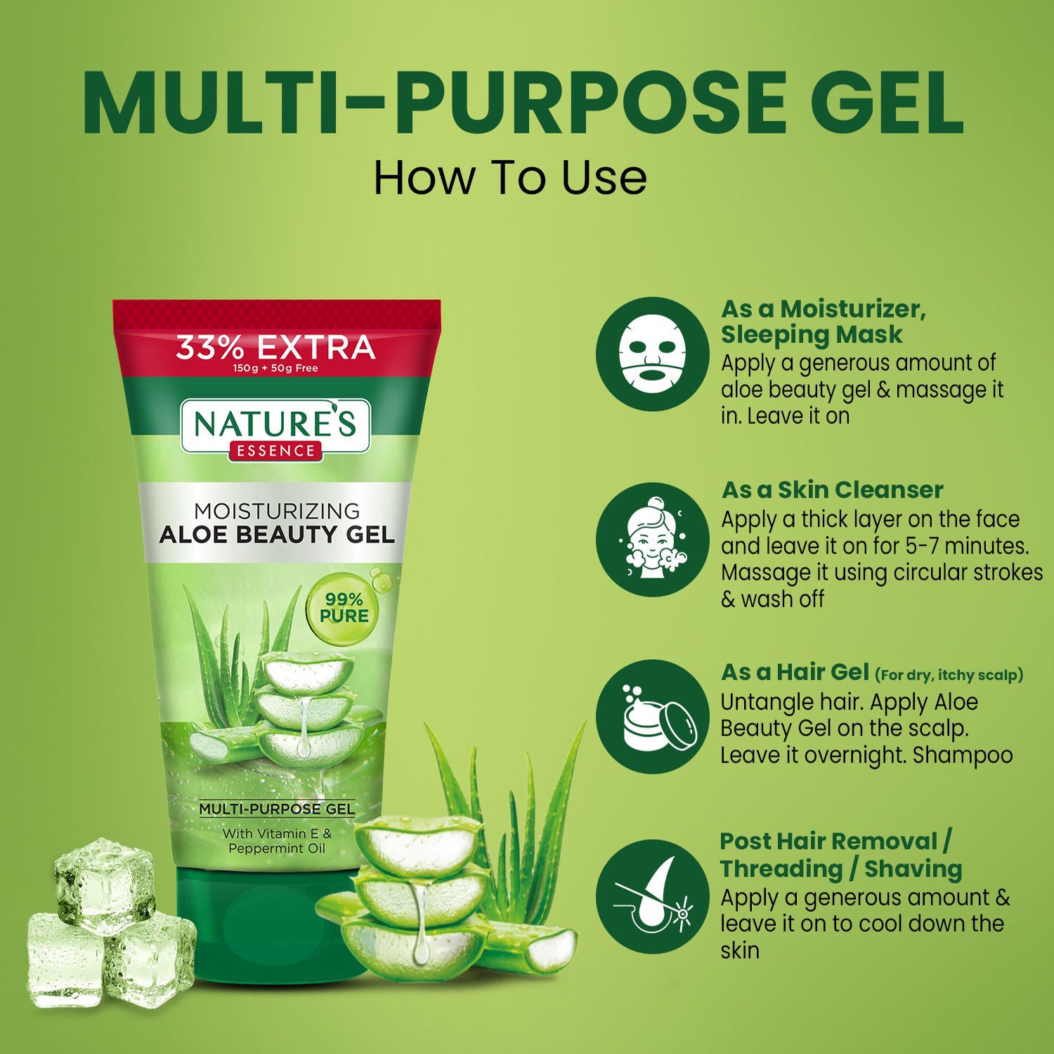 Nature's Essence Moisturising Aloe Beauty Gel, 200g Buy at Indicrest Image 5
