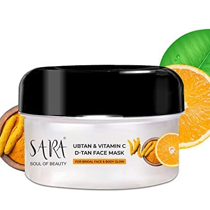 Sara Ubtan and Vitamin C D-TAN Face Mask Pack for Glowing Skin, Detan for All Skin Types, 330g - Buy from Indicrest