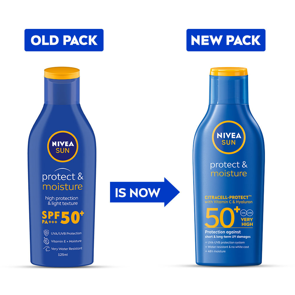 Nivea SPF 50+ PA+++ Protect & Moisture Sunscreen-No White Cast, With Vitamin C & Hyaluron, 125ml Buy at Indicrest Image 3