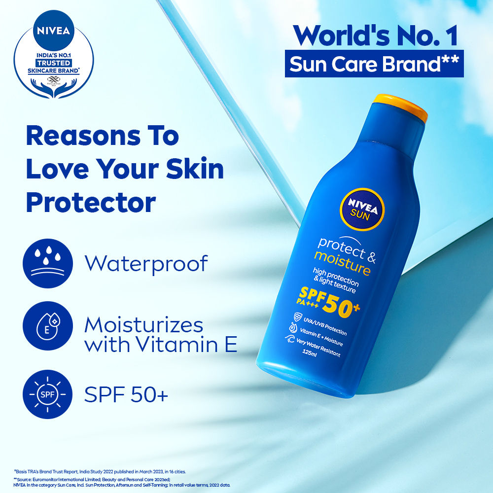 Nivea SPF 50+ PA+++ Protect & Moisture Sunscreen-No White Cast, With Vitamin C & Hyaluron, 125ml Buy at Indicrest Image 5