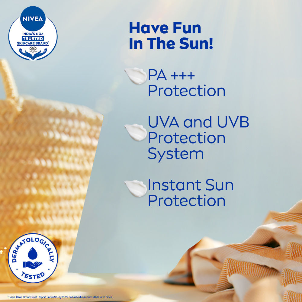 Nivea SPF 50+ PA+++ Protect & Moisture Sunscreen-No White Cast, With Vitamin C & Hyaluron, 125ml Buy at Indicrest Image 6