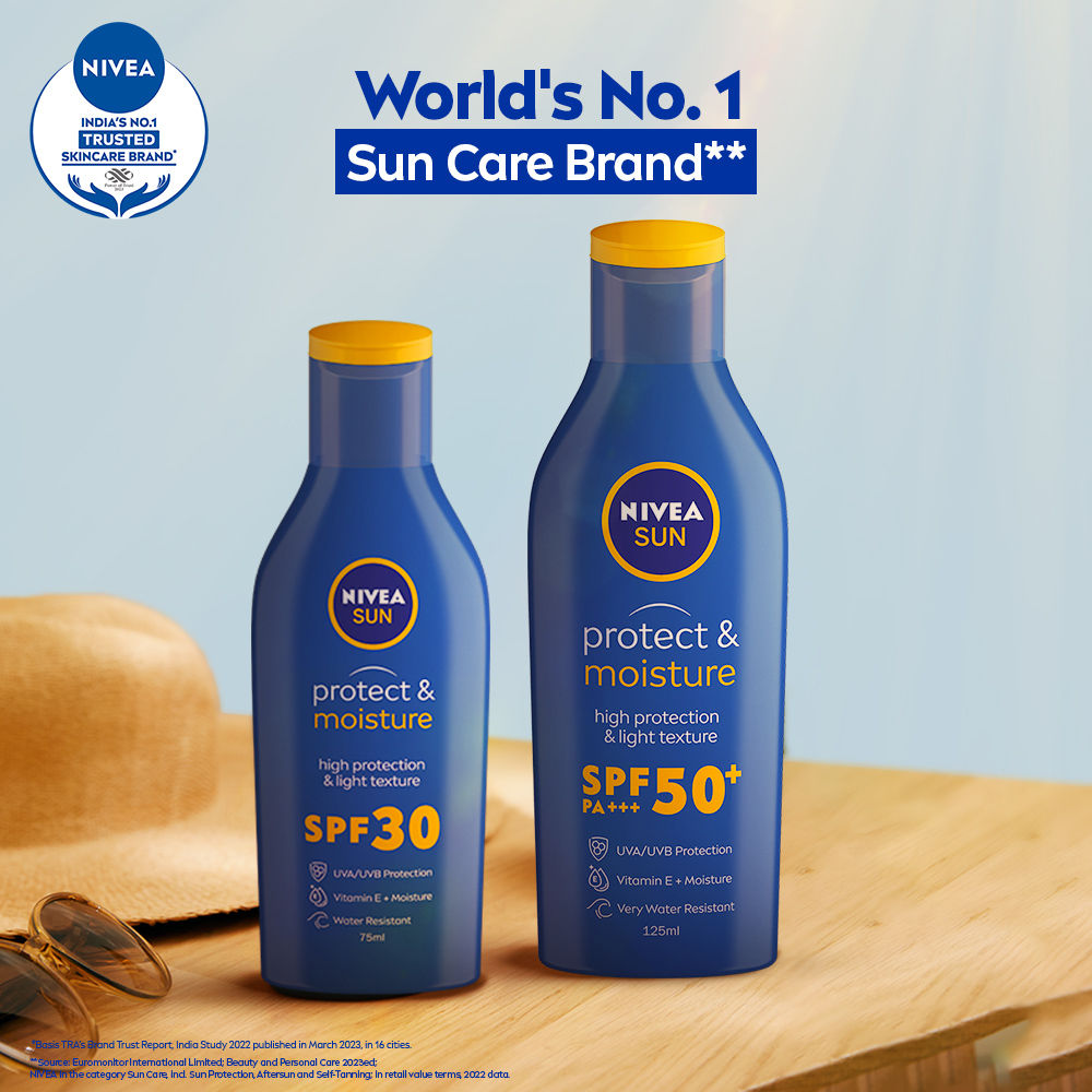 Nivea SPF 50+ PA+++ Protect & Moisture Sunscreen-No White Cast, With Vitamin C & Hyaluron, 125ml Buy at Indicrest Image 8