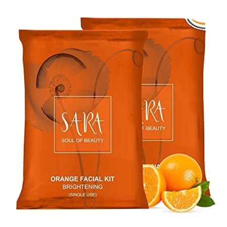 Sara Orange Facial Kit for Skin Cleansing & Brightening, Single Use, 2 X 40g