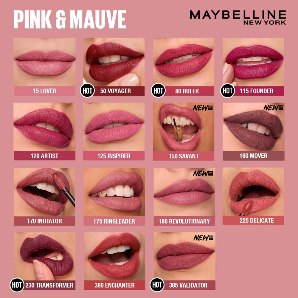 Maybelline New York Super Stay Matte Ink Liquid Lipstick, Lasts Up to 16H - 380 Enchanter, 5ml Buy at Indicrest Image 11