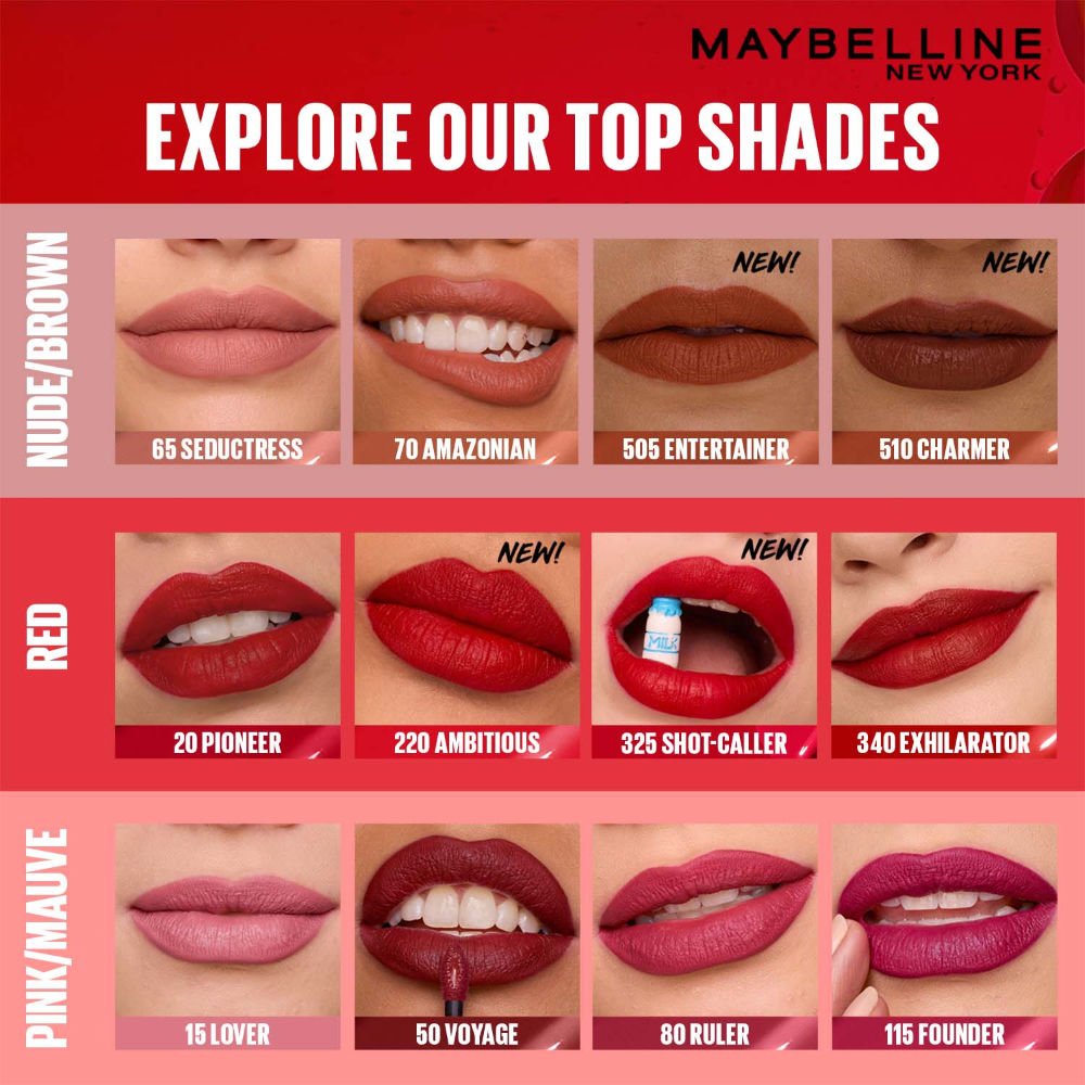Maybelline New York Super Stay Matte Ink Liquid Lipstick, Lasts Up to 16H - 380 Enchanter, 5ml Buy at Indicrest Image 8