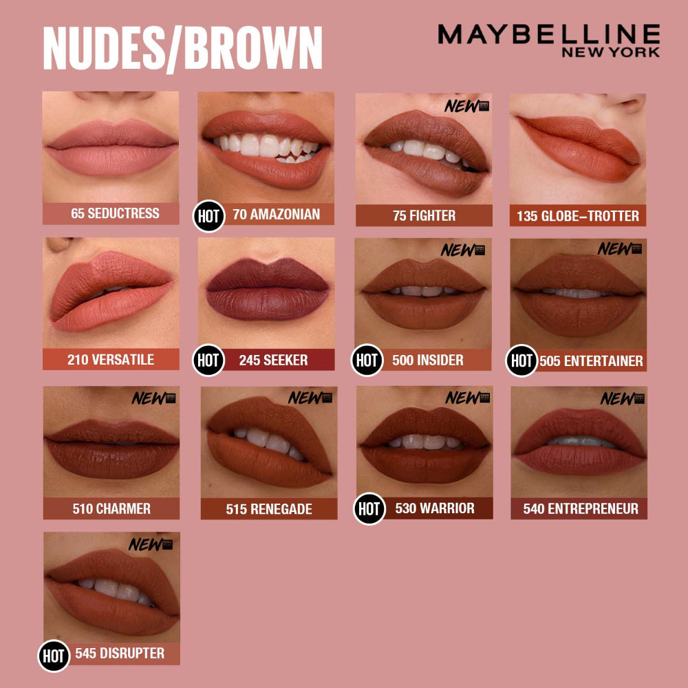 Maybelline New York Super Stay Matte Ink Liquid Lipstick, Lasts Up to 16H - 380 Enchanter, 5ml Buy at Indicrest Image 9