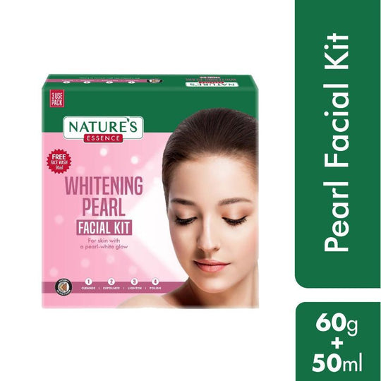 Nature's Essence Whitening Pearl Facial Kit - For 3 Uses With Free Face wash, 60g+50ml Buy at Indicrest