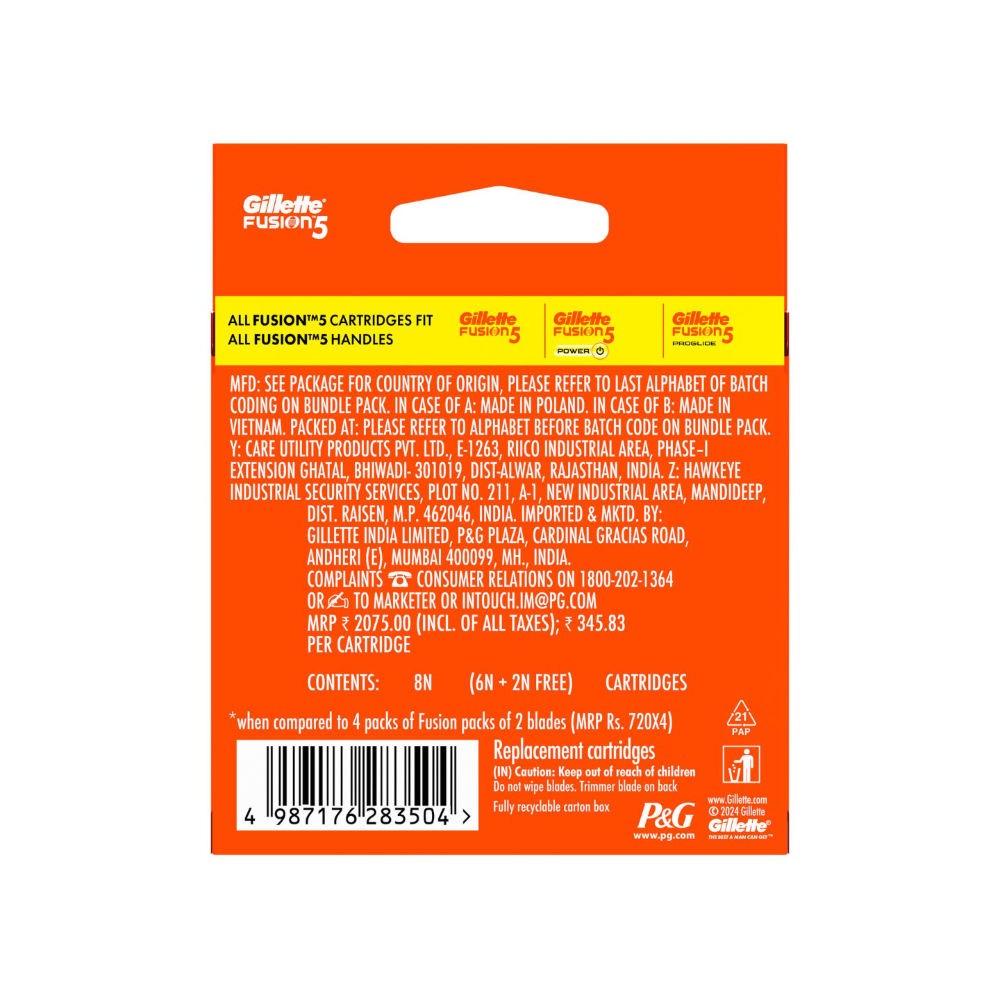 Gillette Fusion Manual Shaving Razor Blades (8s Pack Cartridge), 70.58g Buy at Indicrest Image 7