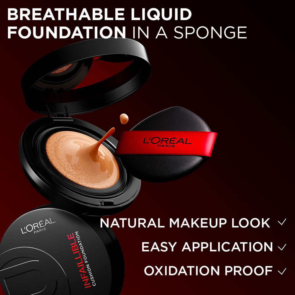 L'Oreal Paris Infallible Cushion Foundation, 24H Flawless Coverage, No Oxidation - N 100, 11g Buy at Indicrest Image 4