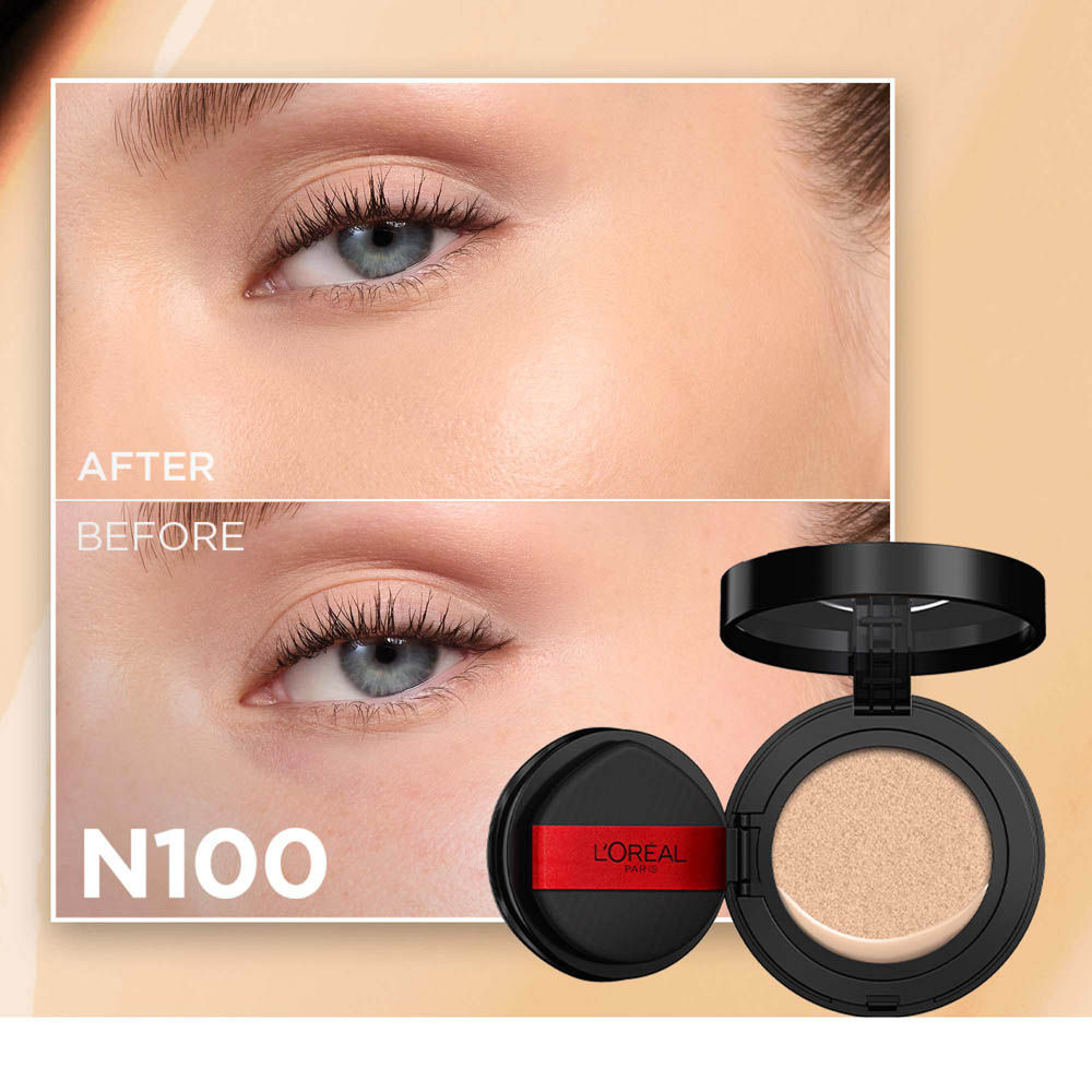 L'Oreal Paris Infallible Cushion Foundation, 24H Flawless Coverage, No Oxidation - N 100, 11g Buy at Indicrest Image 8