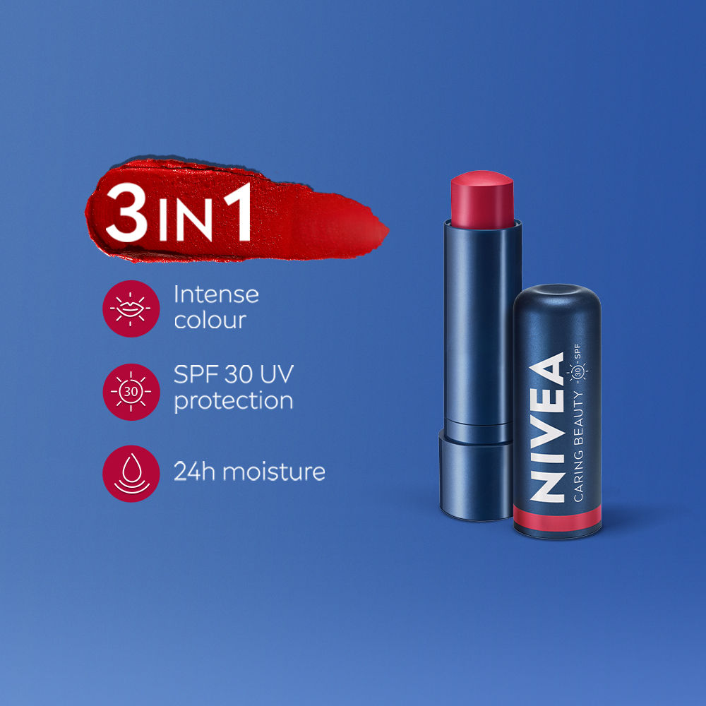 Nivea Lip Caring Beauty Red Lip Balm With SPF 30 - Red, 4.8g Buy at Indicrest Image 2