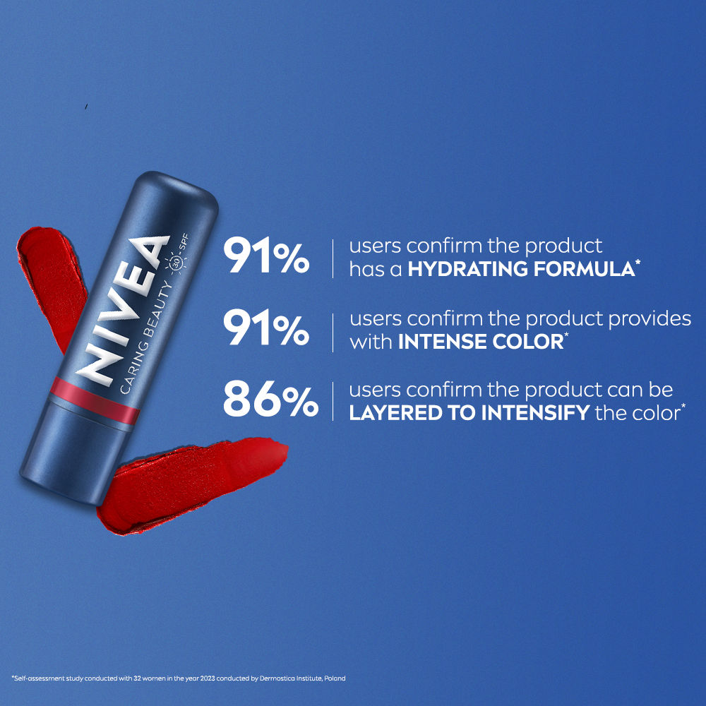 Nivea Lip Caring Beauty Red Lip Balm With SPF 30 - Red, 4.8g Buy at Indicrest Image 8