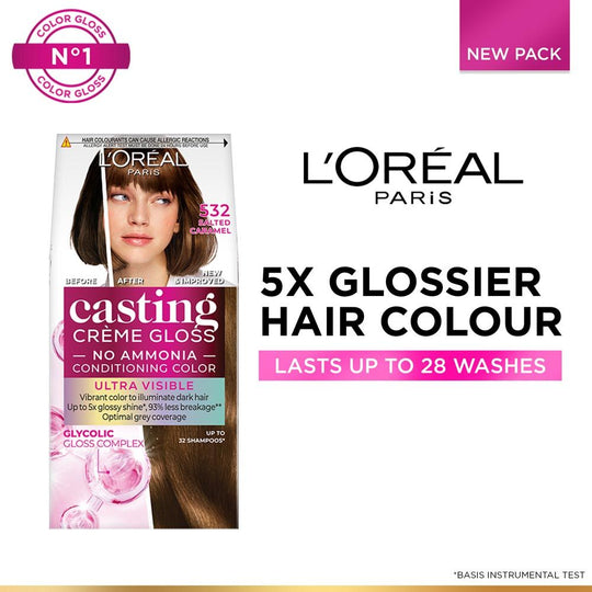 L'Oréal Paris Casting Creme Gloss Hair Color With Glycolic Gloss Complex - 532 Salted Caramel, 60ml+100g Buy at Indicrest