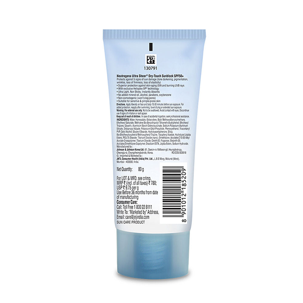 Neutrogena Ultrasheer SPF50+ PA++++ Ultra Light Moisturizing Face Sunscreen Oily & Sensitive Skin, 80g