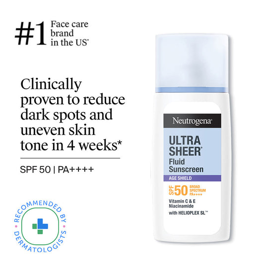 Neutrogena Ultrasheer Age Shield Fluid Face Sunscreen SPF 50+ PA++++, 40ml