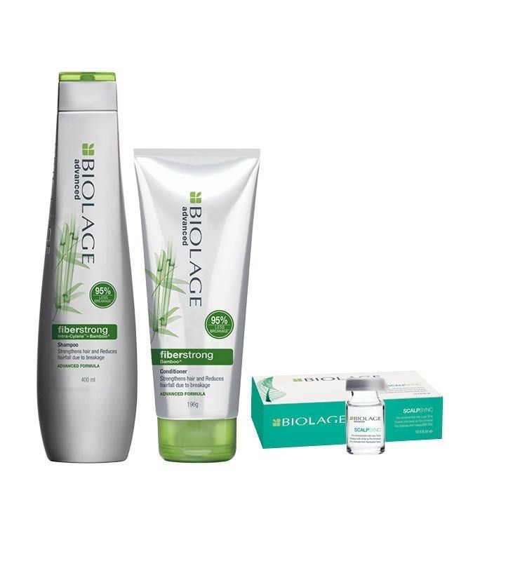 Biolage Fiberstrong 3-Step Regime, 12X Strength In Weak Hair,Shampoo + Conditioner + Aminexil Combo, 3 pieces Buy at Indicrest Image 2