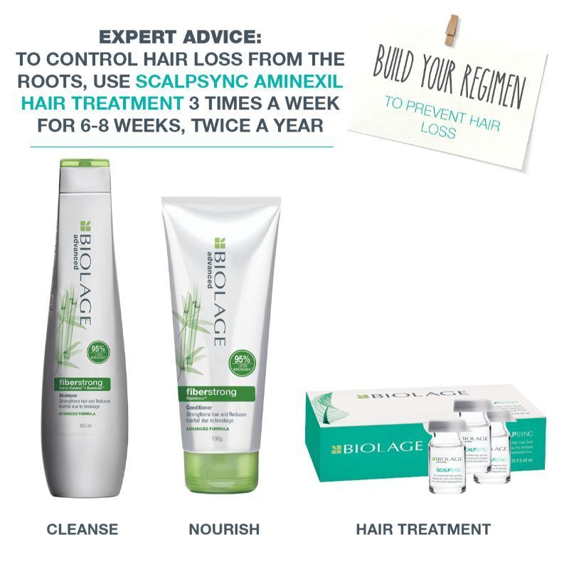 Biolage Fiberstrong 3-Step Regime, 12X Strength In Weak Hair,Shampoo + Conditioner + Aminexil Combo, 3 pieces Buy at Indicrest Image 4
