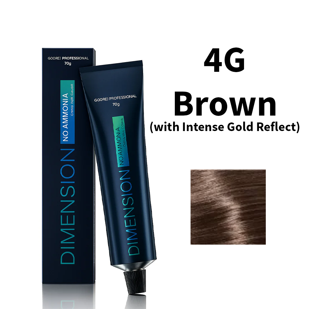 Godrej Professional Dimension No Ammonia Cream Hair Colour Gold Reflects 4G - Brown (with Intense Gold Reflect) 70g