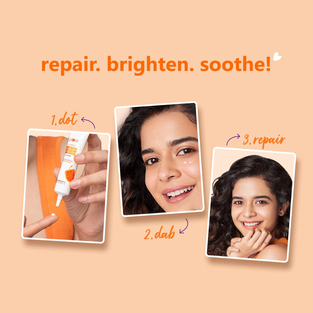 Plum 3% Vitamin C, 3% Peptide & 3% Caffeine Under Eye Cream with Mandarin | Boosts Glow | Fades Dark Spots | Reduces Puffiness, 15ml