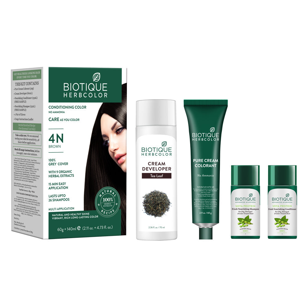 Biotique Herbcolor Brown- 4N, 60g+140ml - Image 2 - Buy from Indicrest