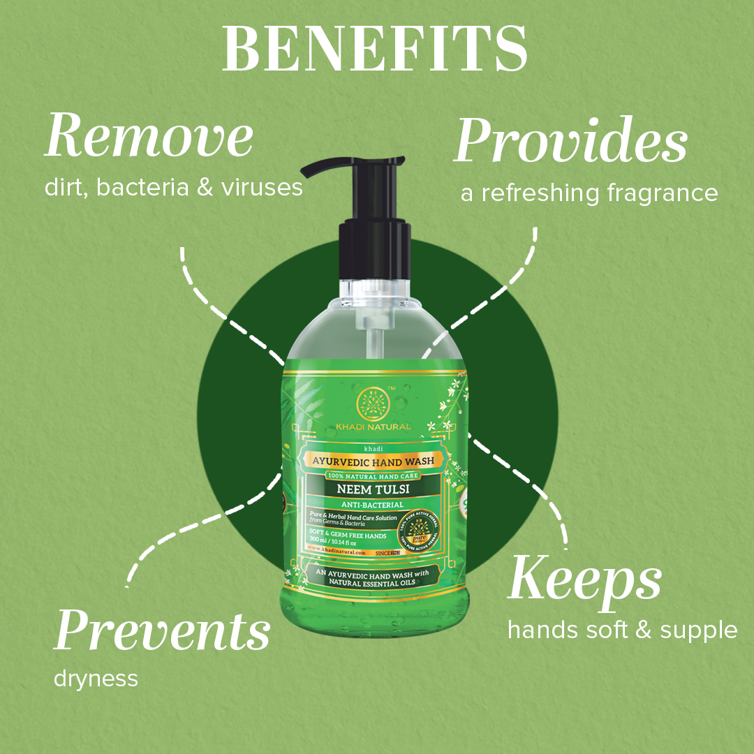 Khadi Natural Anti-Bacterial Neem Tulsi Handwash - 300ml - Image 2 - Buy from Indicrest