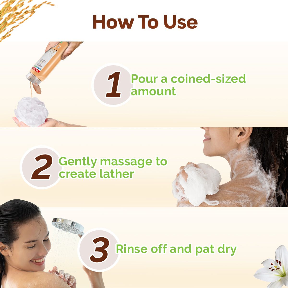 Mamaearth Rice Water Moisturizing Body Wash with Rice Water & Hydrating Lily for Dewy Glass Skin, 250ml + 25 ml - Image 4 - Buy from Indicrest