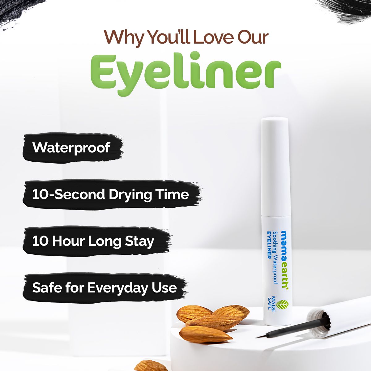 Mamaearth Soothing Waterproof Eyeliner with Almond Oil & Castor Oil for 10 Hour Long Stay, 3.5 ml - Image 4 - Buy from Indicrest