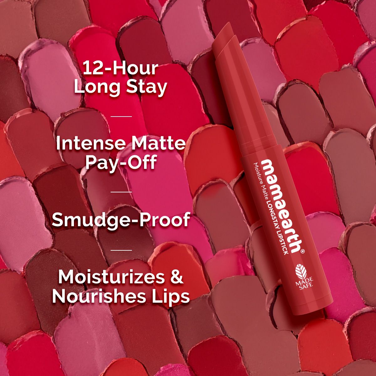 Mamaearth Moisture Matte Longstay Mini Lipstick, 0.7g | Raspberry Scarlet - Image 3 - Buy from Indicrest