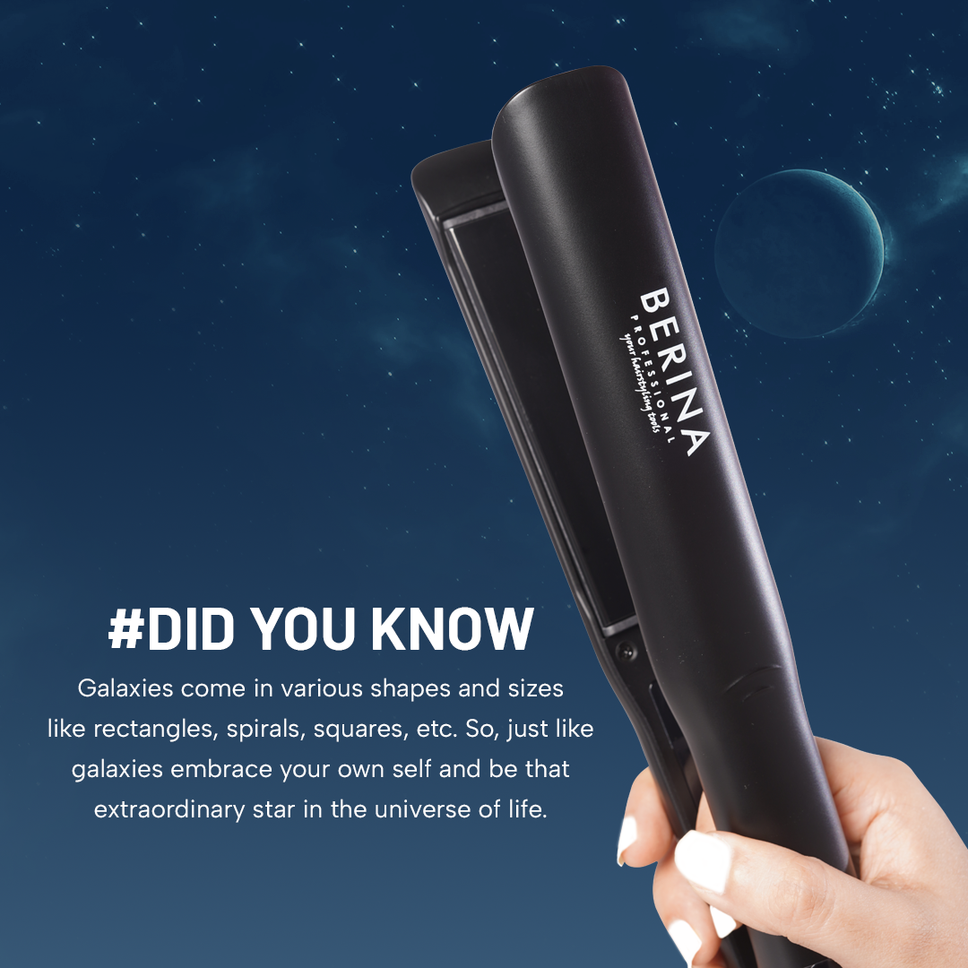 Berina Professional Galaxy 1.25-Inch Black BC-161 Wide Plate Straightener | Ideal for Wavy, Curly & Thick Hair, 1.25-Inch Black BC-161