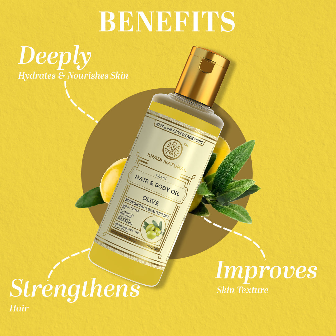 Khadi Natural Olive Oil for Hair & Body - 100ml - Image 2 - Buy from Indicrest
