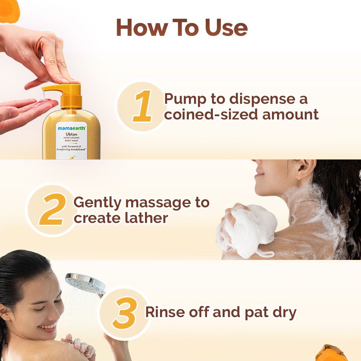 Mamaearth Ubtan Moisturizing Body Wash with Turmeric & Saffron for Tan Removal, 500ml - Image 4 - Buy from Indicrest