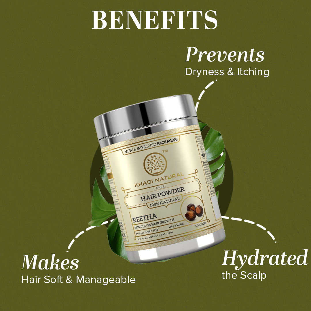 Khadi Natural Organic Reetha Powder For Hair Cleanser - 150gm - Image 2 - Buy from Indicrest
