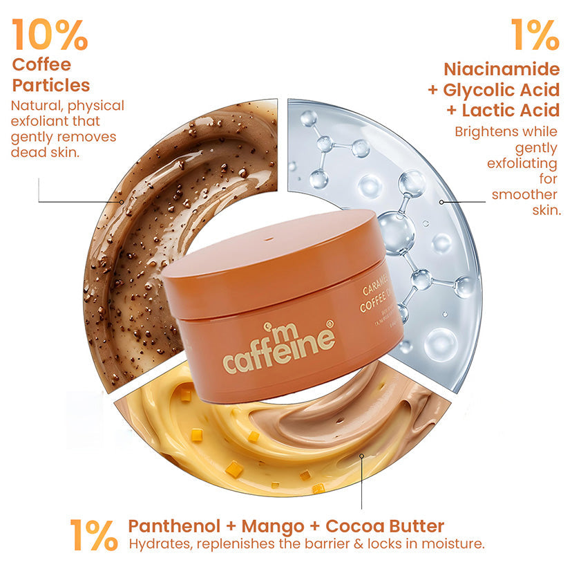 Mcaffeine Caramel Eclairs Coffee Body Scrub, 175g | 10% Coffee & AHAs - Image 4 - Buy from Indicrest