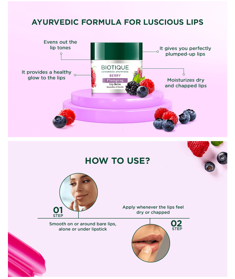 Biotique Berry Plumping Lip Balm, 12g - Image 5 - Buy from Indicrest