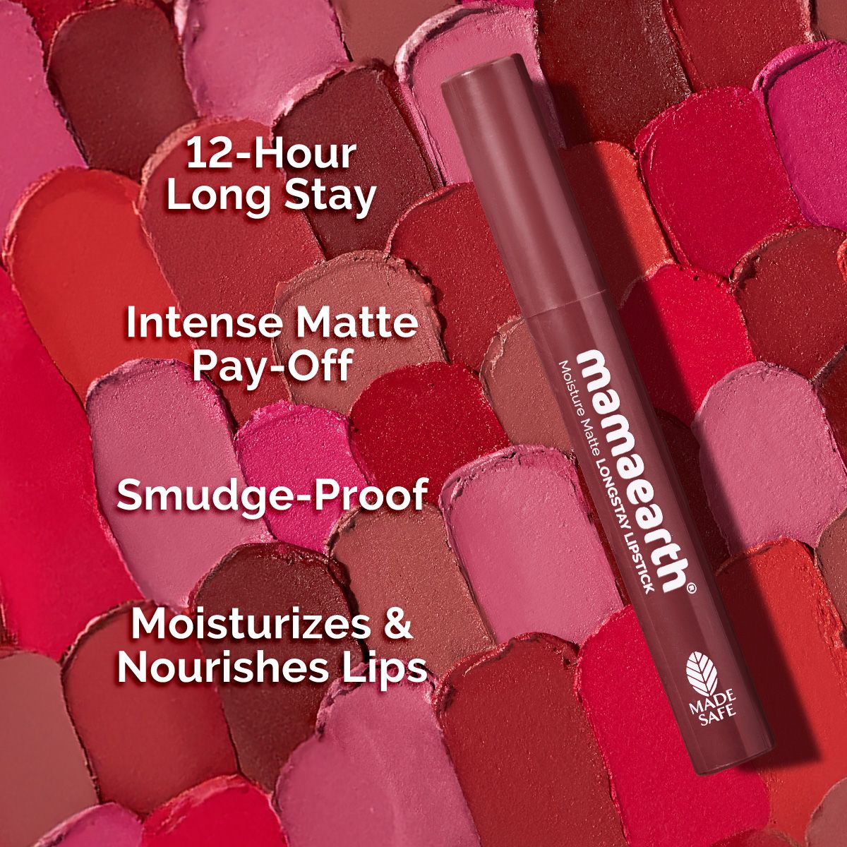 Mamaearth Moisture Matte LongStay Lipstick with Vitamin E & Avocado, 2g | Amber Rose - Image 3 - Buy from Indicrest