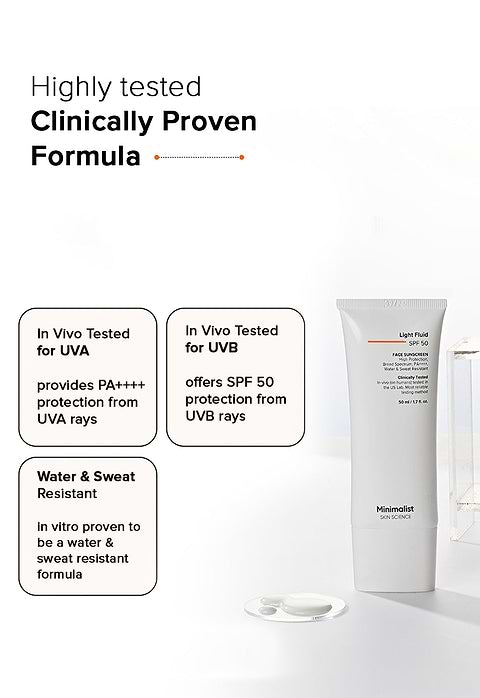 Minimalist Light Fluid SPF 50 Sunscreen For Broad Spectrum SPF 50, PA++++, 50ml - Image 3 - Buy from Indicrest