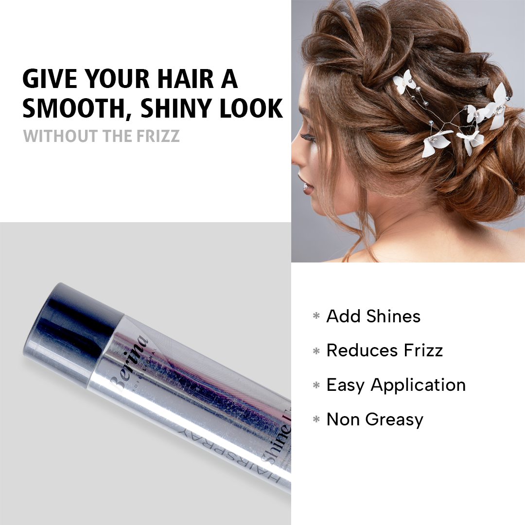 Berina Professional Hair Shine-Up Spray | Instant Glossy Shine & Light Hold for All Hair Types, 300ml