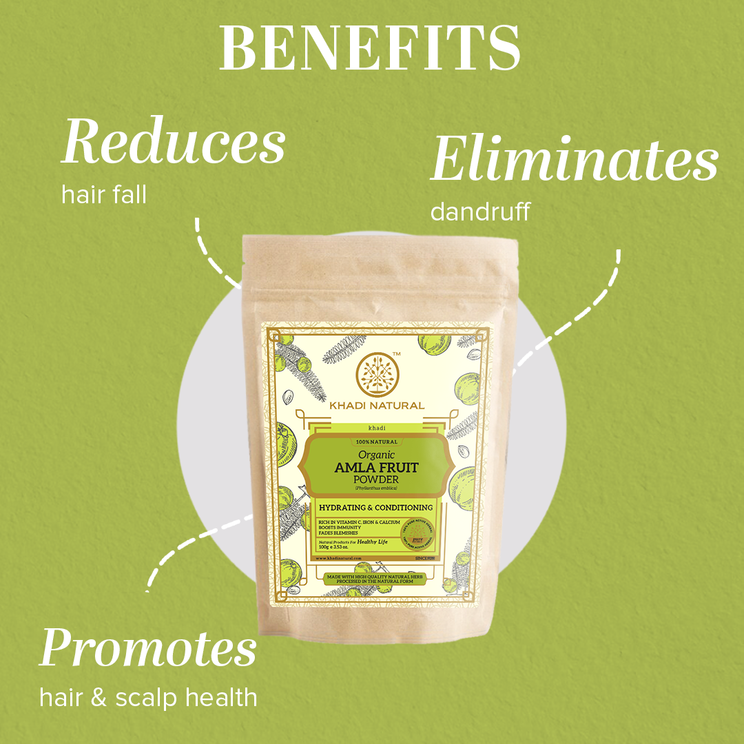 Khadi Natural Organic Amla Fruit Powder For Hair Care - 100% Natural - 100gm - Image 2 - Buy from Indicrest