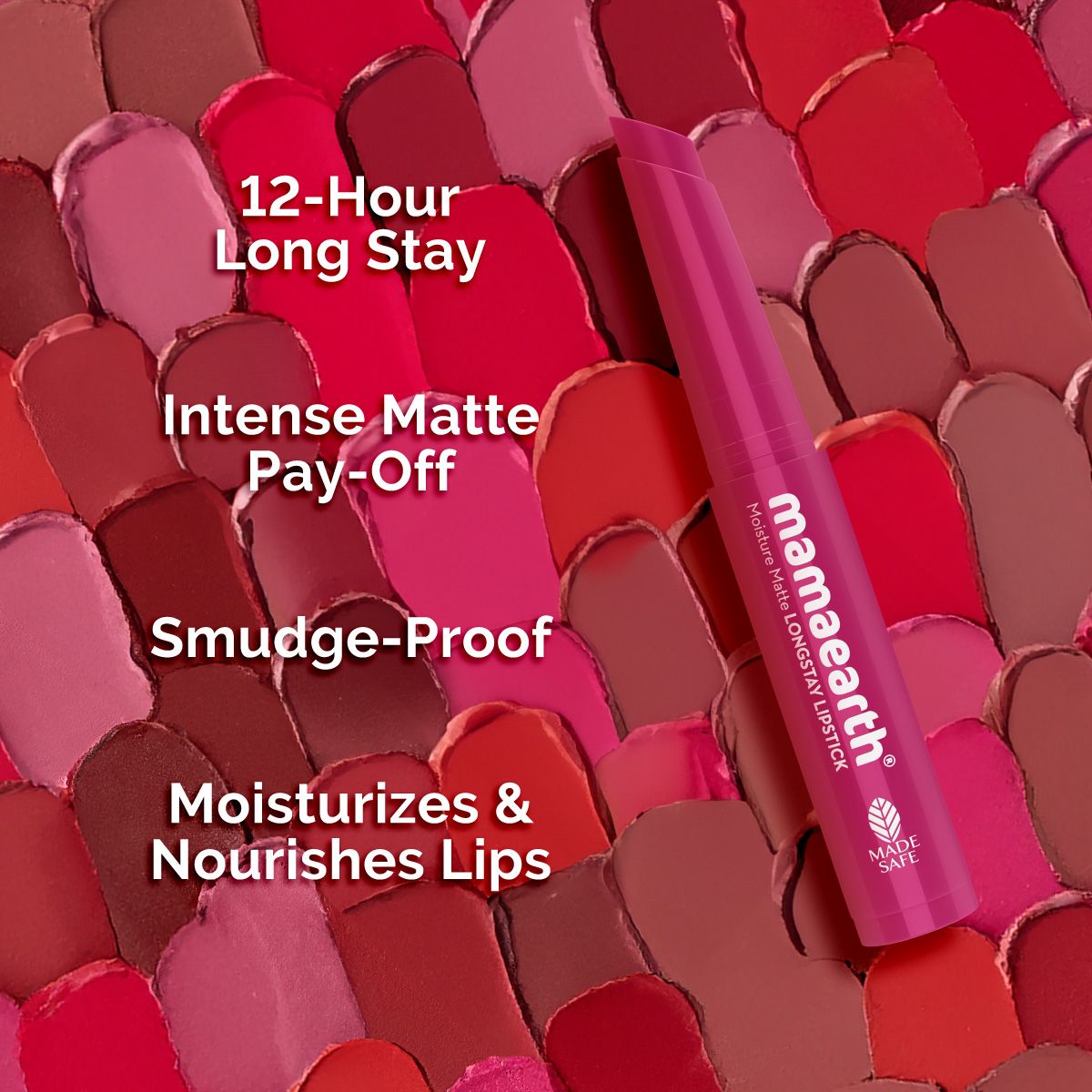 Mamaearth Moisture Matte Longstay Mini Lipstick, 0.7g | Berrylicious Magenta, 0.7g - Image 3 - Buy from Indicrest