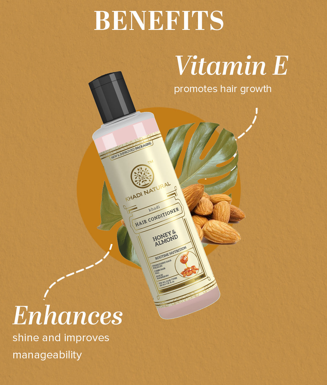 Khadi Natural Honey & Almond Hair Conditioner - 210ml - Image 2 - Buy from Indicrest