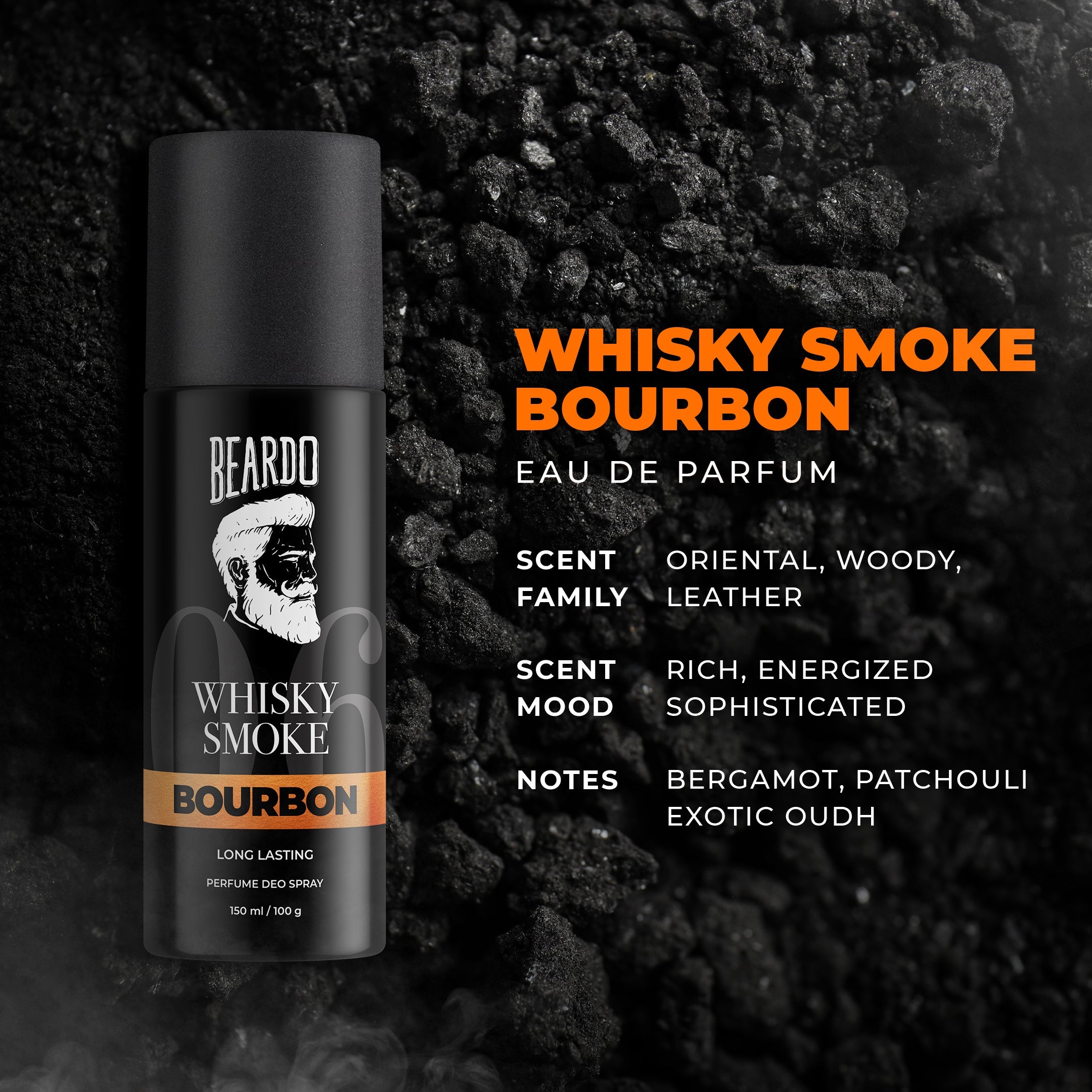 Beardo Whisky Smoke Bourbon Perfume Deo Spray, 150ml - Image 3 - Buy from Indicrest