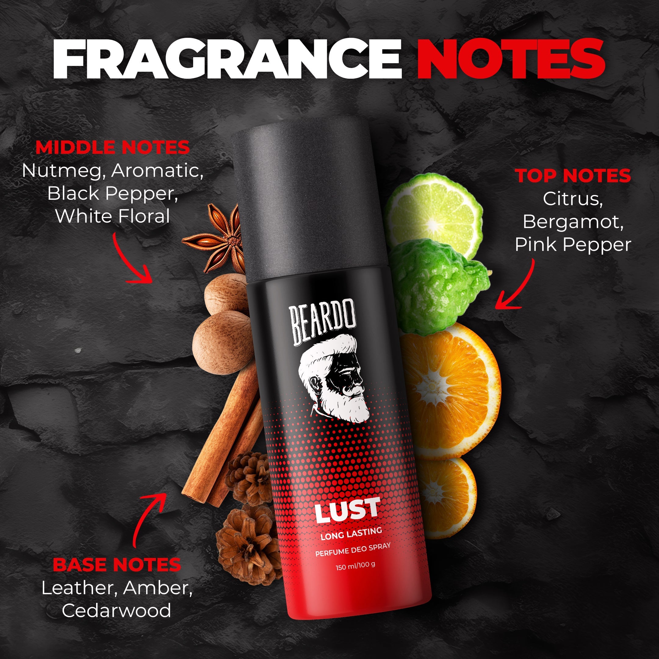 Beardo Lust Perfume Deo Spray, 150ml - Image 4 - Buy from Indicrest