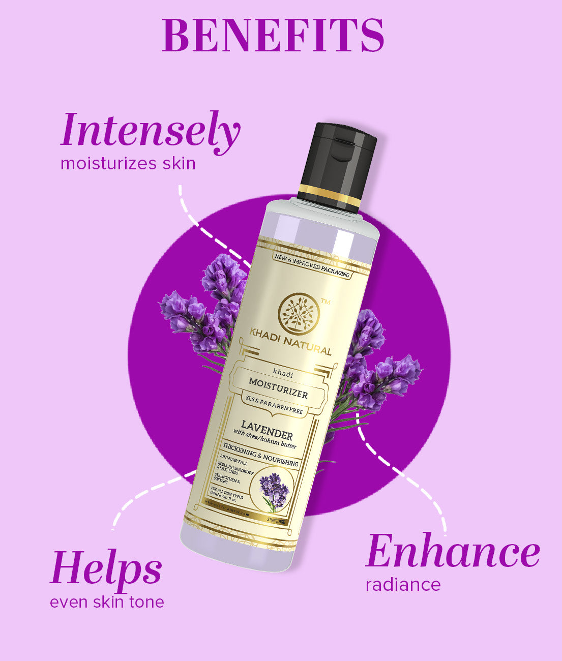 Khadi Natural Lavender Moisturizer with Sheabutter - Paraben Free - 210ml Sale - Image 2 - Buy from Indicrest
