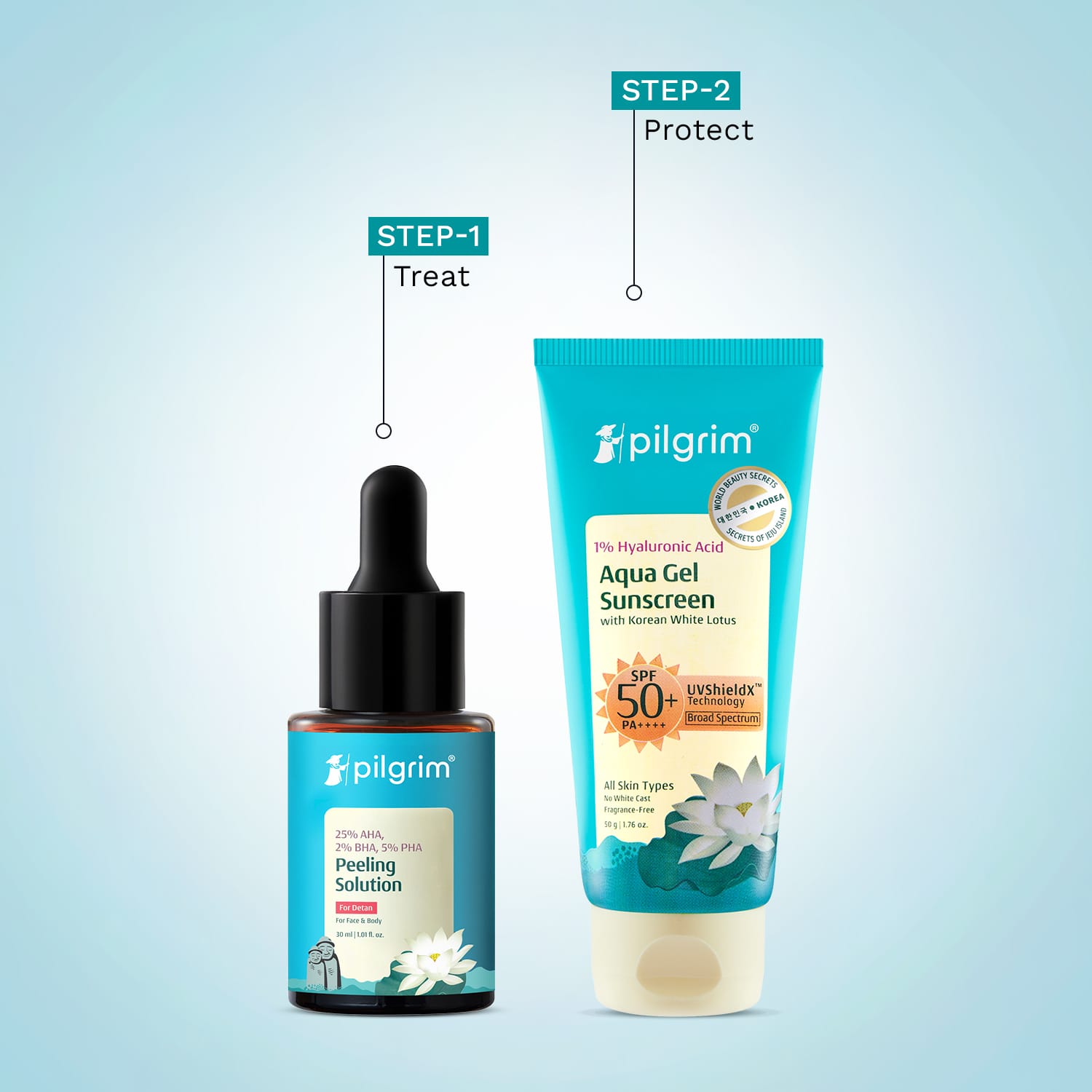 Pilgrim Tan Defense Duo, Peeling Solution 30ml + Sunscreen 50g - Image 4 - Buy from Indicrest